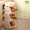 Appollo houseware Vegetable Kitchen Rack, fruits and vegetables rack for kitchen, 3 tier rack for kitchen, easy to handle durable high quality plastic rack for storage, unbreakable, non-toxic, BPA free, space saver design.