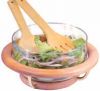 шар салата, стеклянный шар салата, деревянная ложка с шаром салата