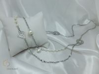 Ожерелье перлы Pna-065 с цепью стерлингового серебра