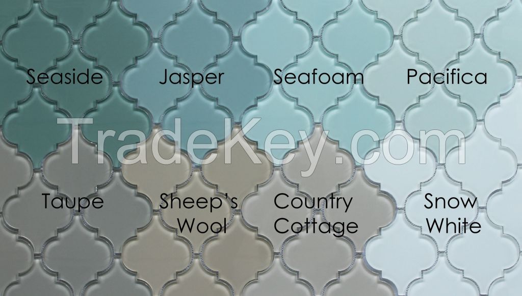 grey/ super white/light blue/brown lantern crystal glass mosaic tile