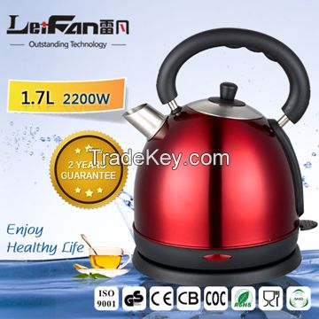 1.7 liter drum stainless steel electric kettle with backlit water window