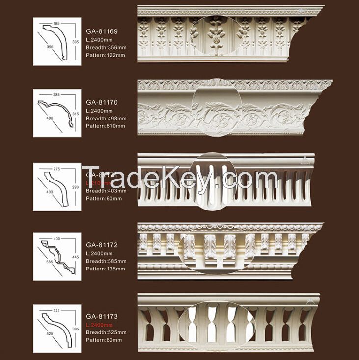 Good Quality European- style Decorative PU Carved Crown Moulding for Ceiling