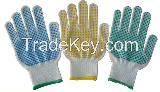 13G nylon liner glove with PVC dots