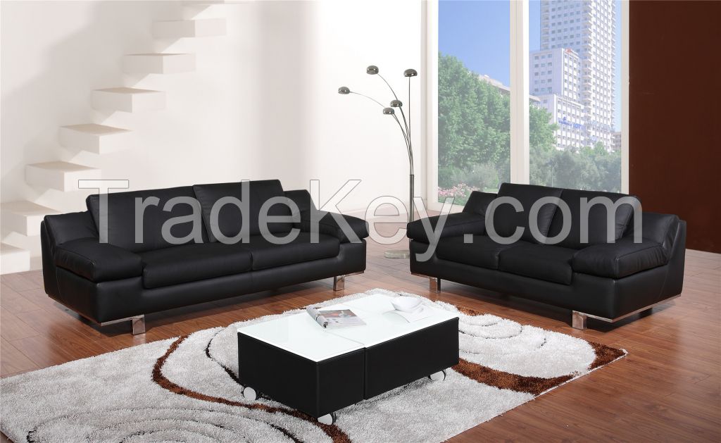 S-189 Hot Sale Black Color Italy Leather 1+2+3 Seater Morden Funiture