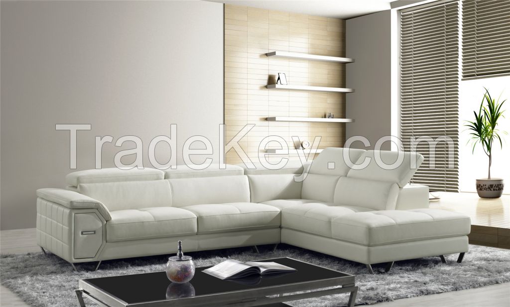 L shape leather corner sofa with drawer L-380