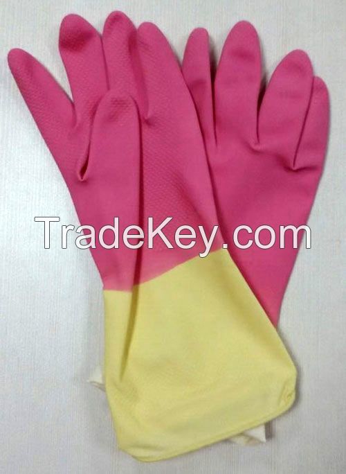 Bi-color latex household glove