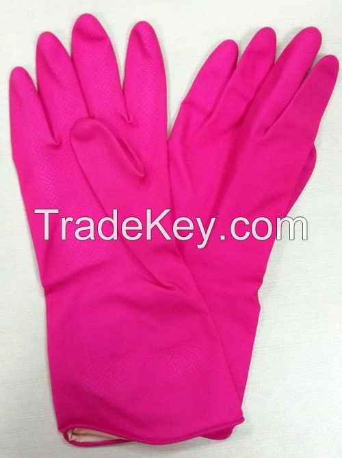 pink household latex glove