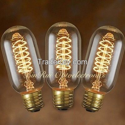 Edison tungsten filament bulb T14/T45 Spiral Cage