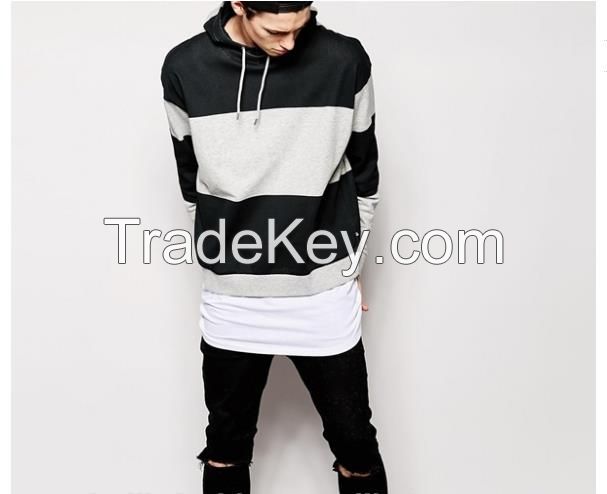 100 cotton mens hoodies sweatshirt used block stripe melange
