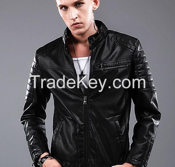 Hot style real leather jacket for man black jacket fashion leather jacket wholesale