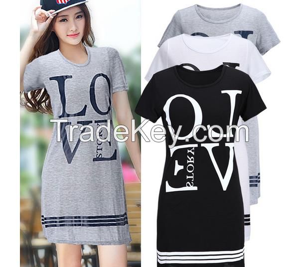 LOVE printed Casual T-shirt  long dress for girls