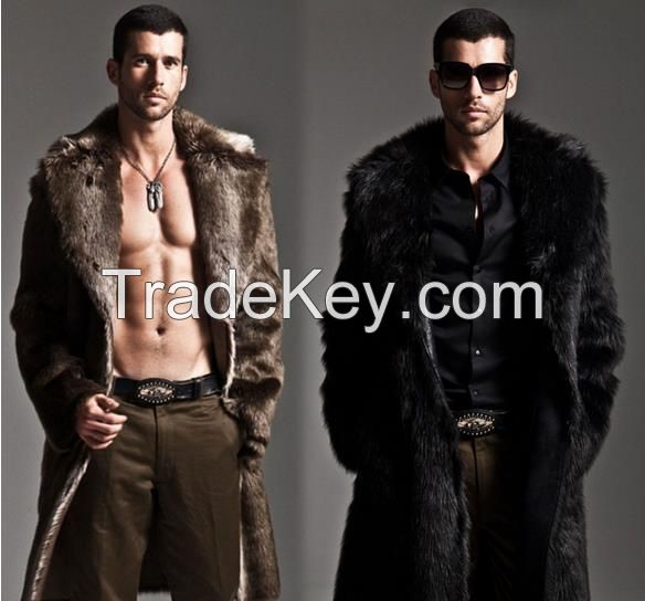 Long Thick Winter Fur Men's Overcoat new fashion 2016