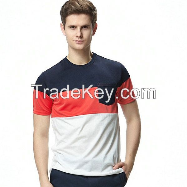 Newest Fashion Custom Combination T Shirt With A Mesh Pocket Bulk Buy From China