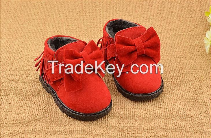 HOT Baby Girl bow Shoes Anti-Slip Toddler Soft Sole Winter boots