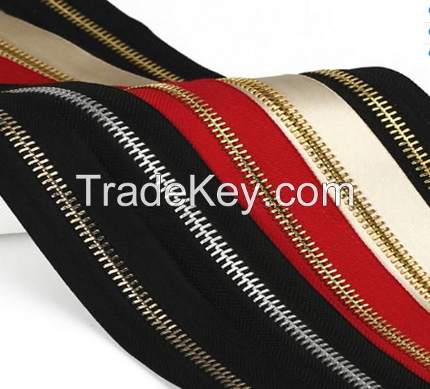 highly polished heavy duty long chain metal teeth zipper roll