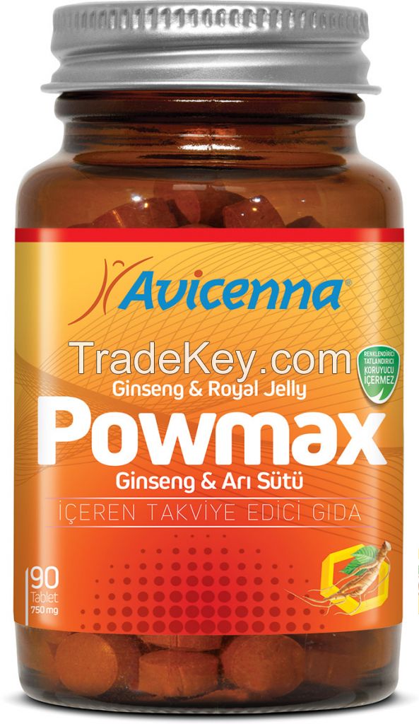 POWMAX Maxiumum Energy Capsule Natural Herbal Tablet Ginseng / Royal Jelly / Pollen / Vitamin C Supplement