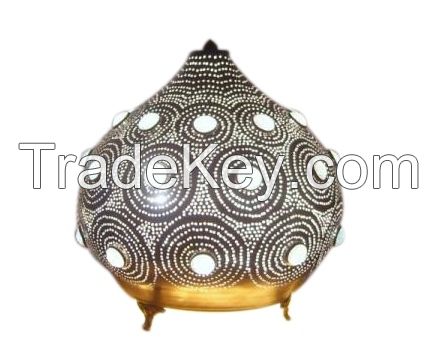Jeweled Moroccan Table Lamp in Brass