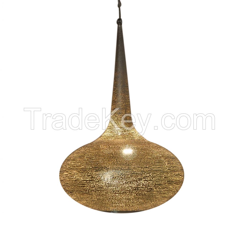 Delightful Silver Plated Moroccan Brass Ceiling Lamp