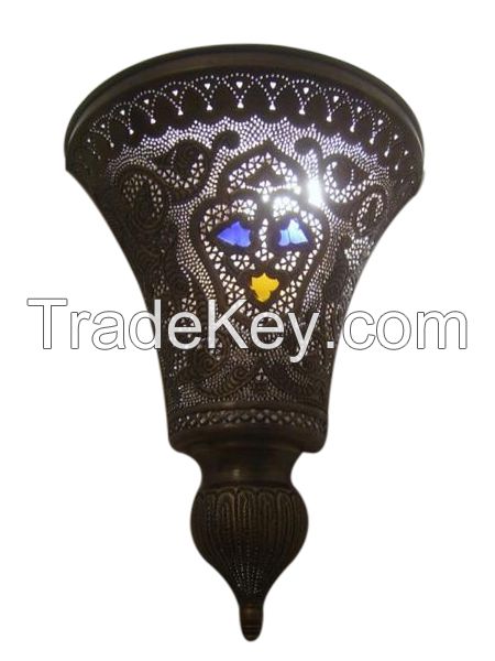 Brass Moroccan Wall Sconce With Oxidized Finish