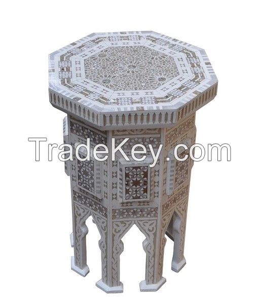 Modern Moroccan White End Table