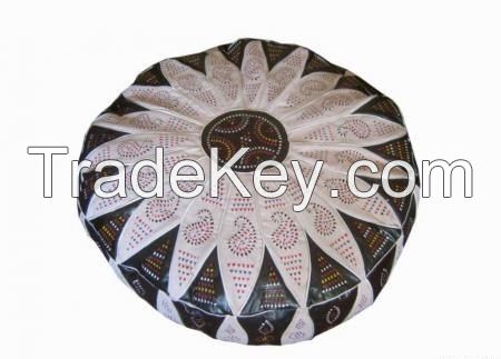 Moroccan Leather Floor Pouf Footstool