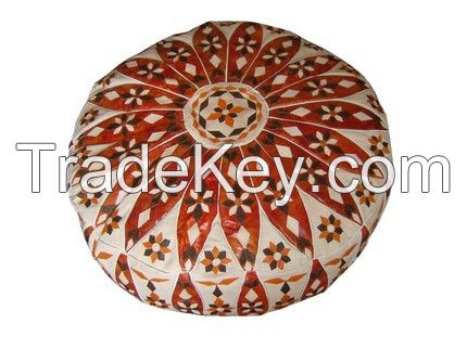 Moroccan leather Pouf Ottoman Footstool-XL 2