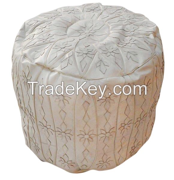Moroccan leather Pouf Ottoman Footstool-XL 3