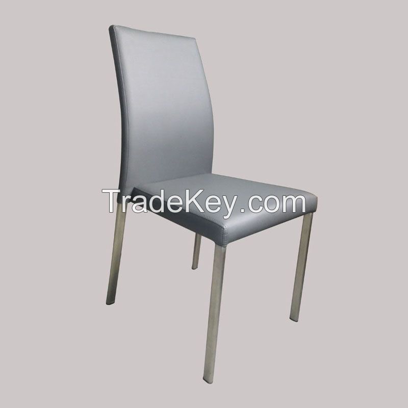 Stackable stainless steel frame PU seat dining chair