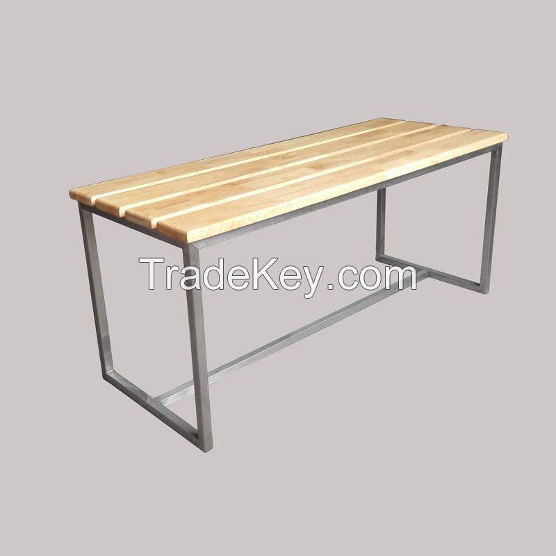 Stainless steel frame solid wood Bench