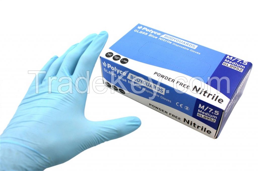 Disposable Blue Nitrile Gloves Powder Free for Medical Use