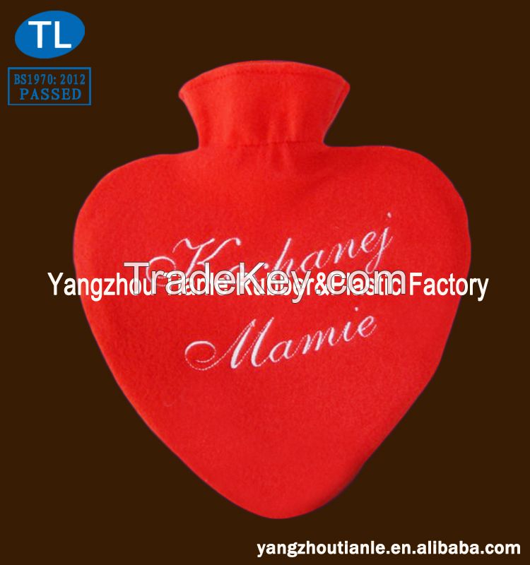 Heart Shape Fleece Covered Hot Water Bottle