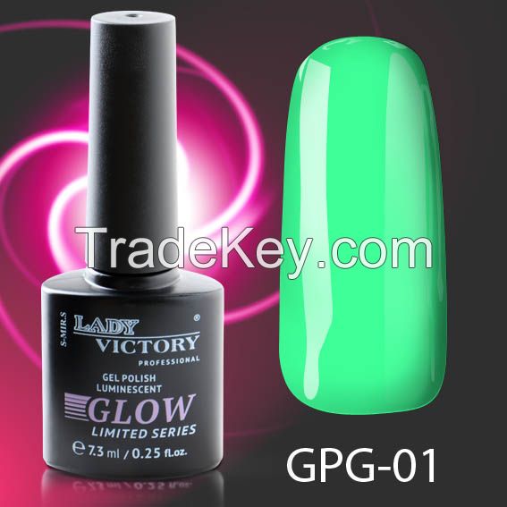 Lady Victory Hot Sale High Quality Private Label Luminescent Glow In The Dark Gel Nail Polish - GPG 7, 3 ml