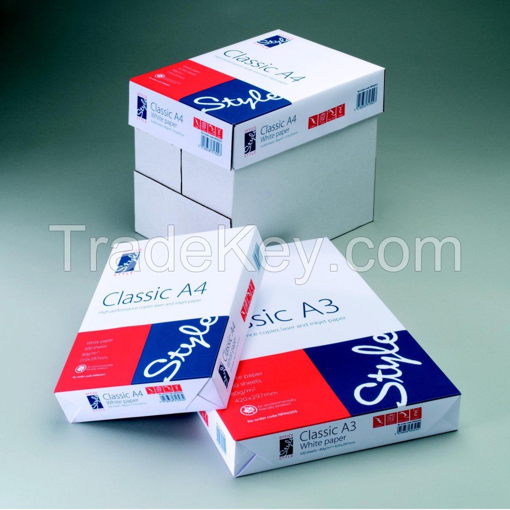 A4 A3 white copier paper, 80GSM, 2500 sheets, 5 reams per box 80 75 70 grams PRICE $0.85/500 SHEETS/REAM