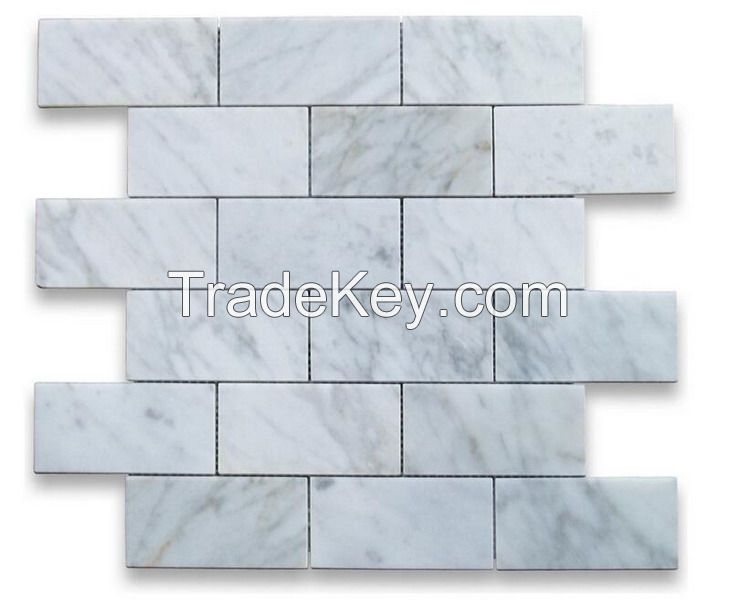 Carrara (Carrera) Venato Marble Honed 3x6" Subway Floor and Wall Tile