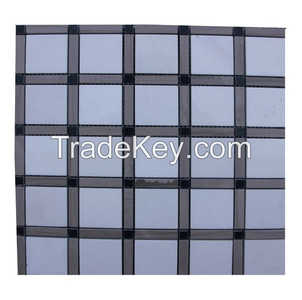 Sivec and grey wood, black dot mosaic square