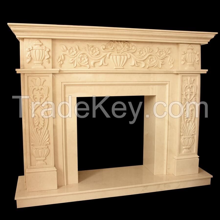 Beige Marble Fireplace