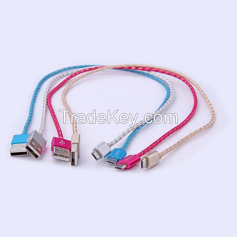 1M nylon braided micro-USB cable data sync charging cable for mobile phones