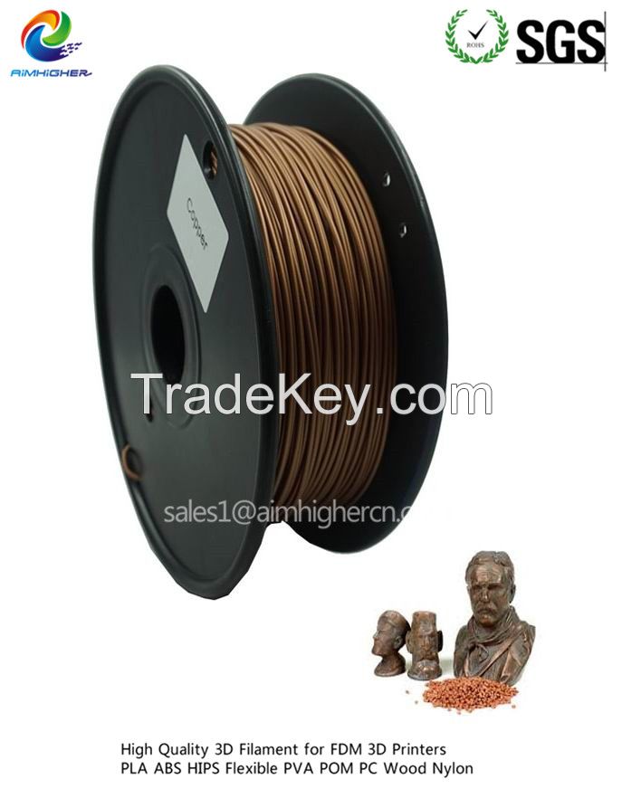 copper 3d metalic filament 1.75/3.0mm rubber consumables