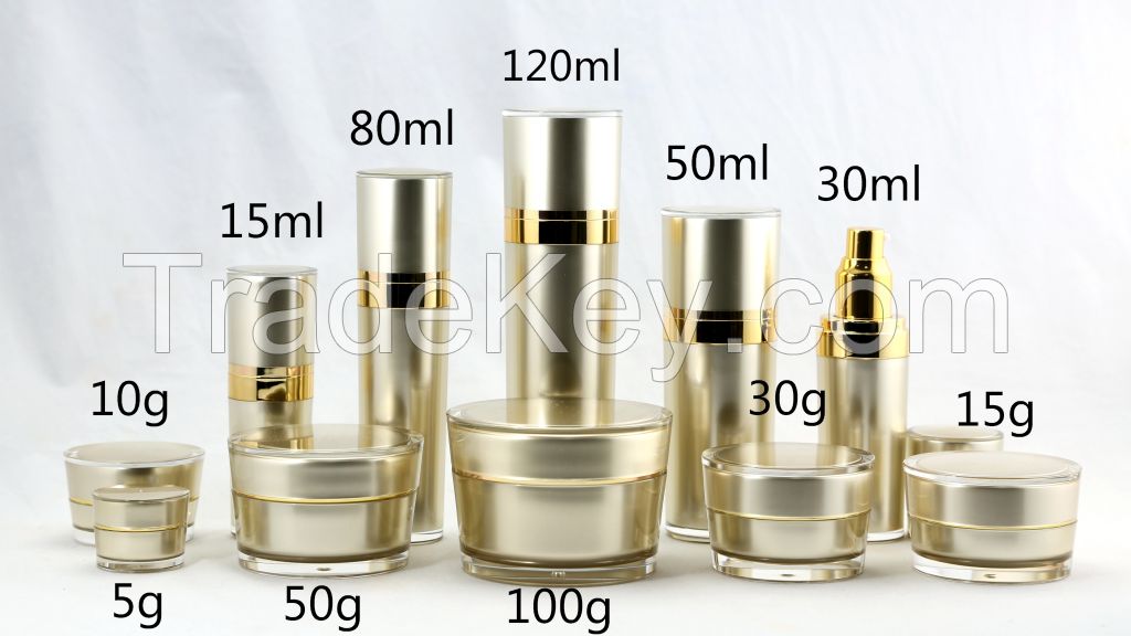 Sell Gold Bottles 5G 10G 15G 30G 50G 100G 15ml 30ml  50ml 80ml 120ml Acrylic Bottles High Quality Cosmetic Bottles Jars