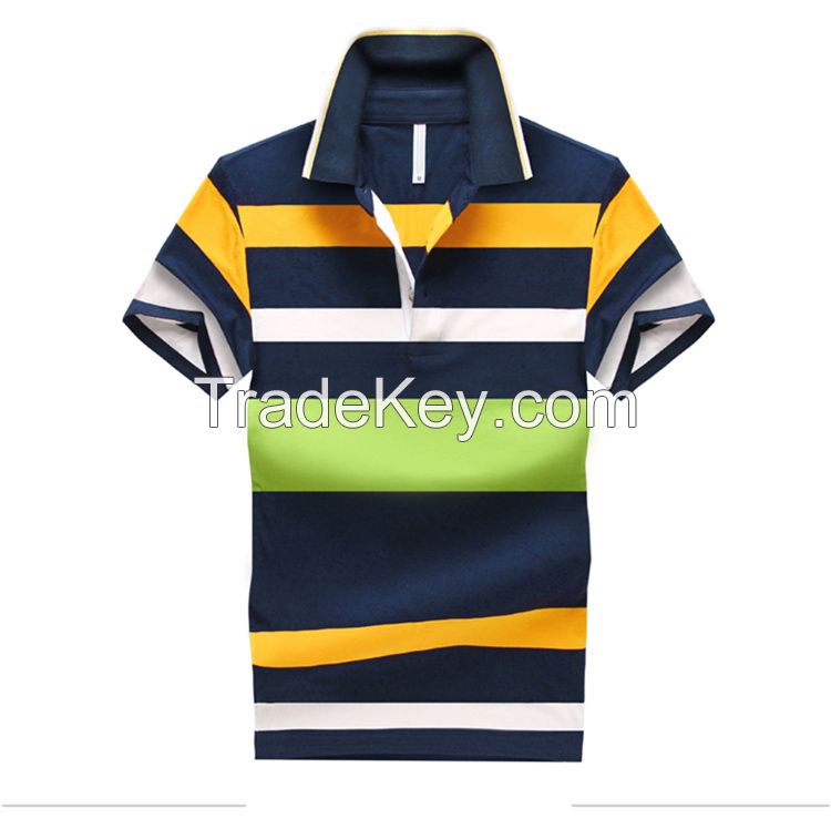 Stripe mens t-shirts men polo shirt oem available custom made clothing