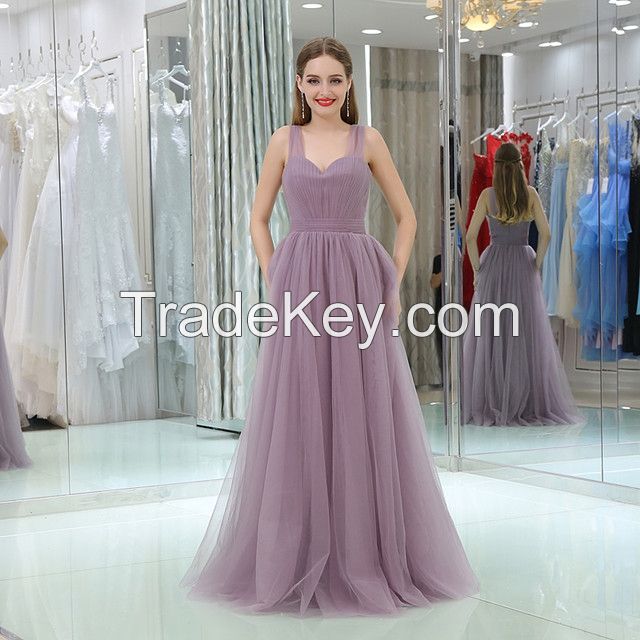 Hot sell romantic classic fashionable sleeveless plain coloured organza gauze banquet wedding dress to provide customization