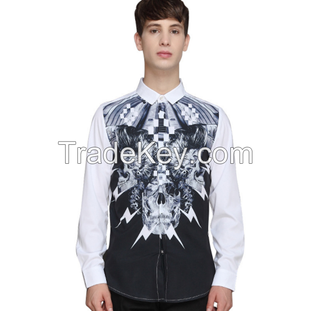 2017 autumn wear 3D printed long sleeve men's shirt