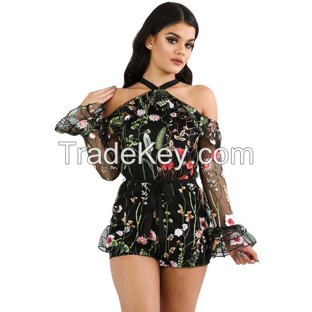 Hot sell fashionable sexy and sweet printing lady jumpsuit to provide customized wholesale