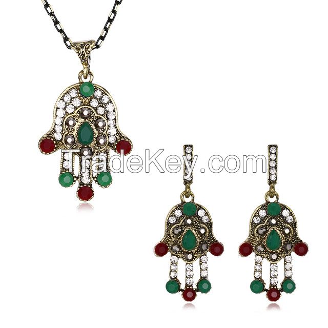 2017 fashion classic vintage ladies' necklace earrings suit