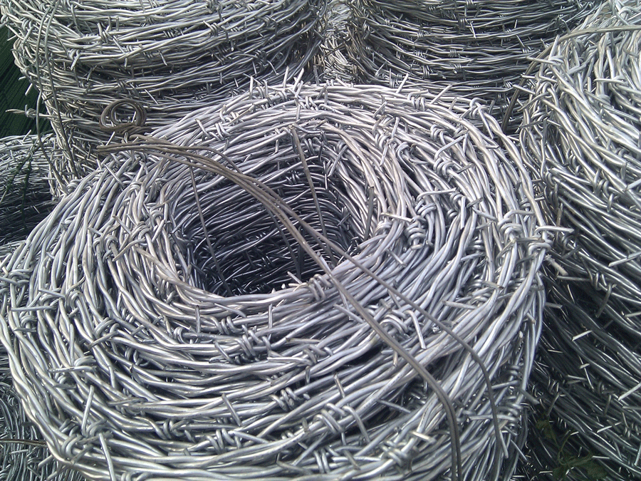 galvanized barbed wire fence