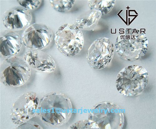 Ustar Jewelry Round Brilliant Cut White Transparent Cubic Zirconia