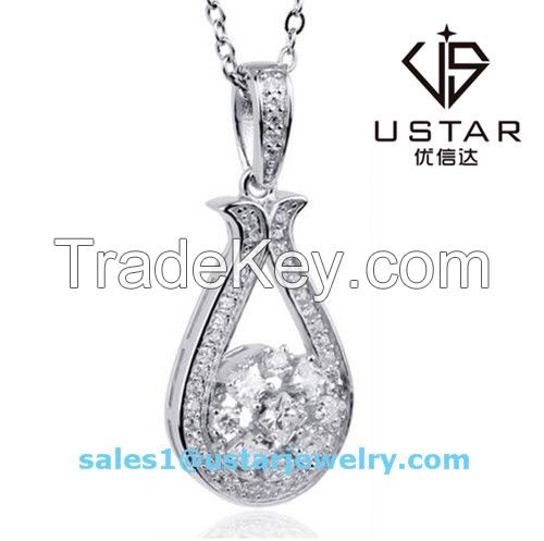 Elegant S925 Silver Pendant Necklace with Diamond