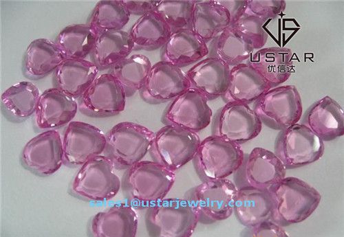 Ustar Jewelry Heart Shape Pink Cubic Zirconia