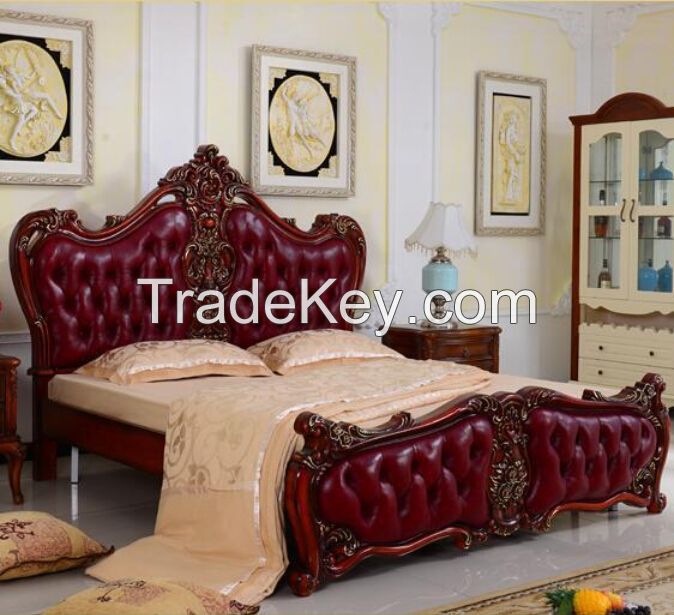 Sell Luxury Europe Style Leather Soft Beds With Wooden Frame