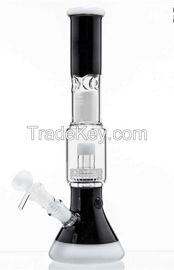 2016  new heavy glass smoking pipe showerhead perc white+black bottom